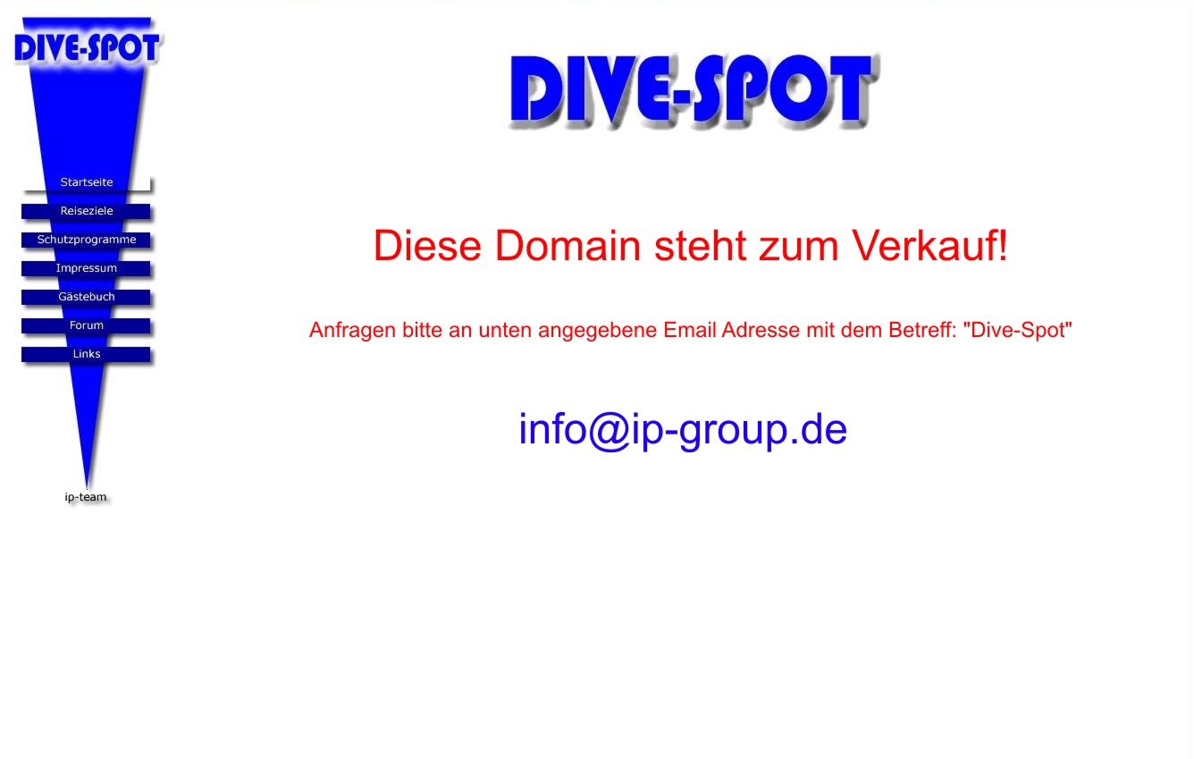 "www.dive-spot.de" Diese Domain steht zum Verkauf!